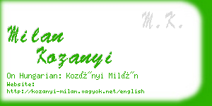 milan kozanyi business card